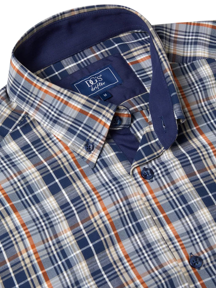 DG's Drifter Check Casual Shirt Dark Blue