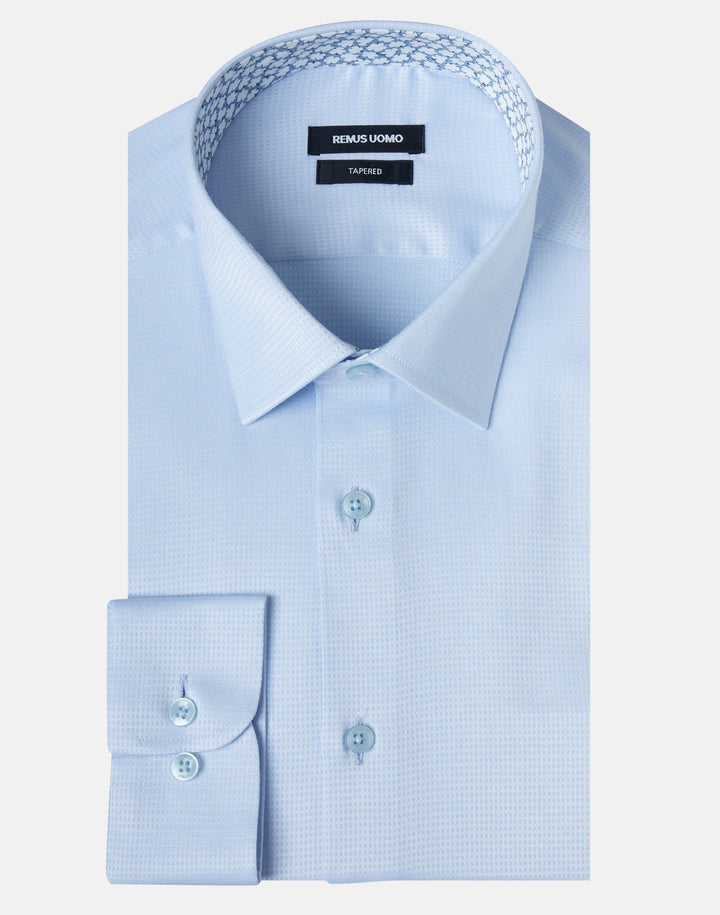 Remus Uomo Long Sleeve Tapered Fit Formal Shirt Blue