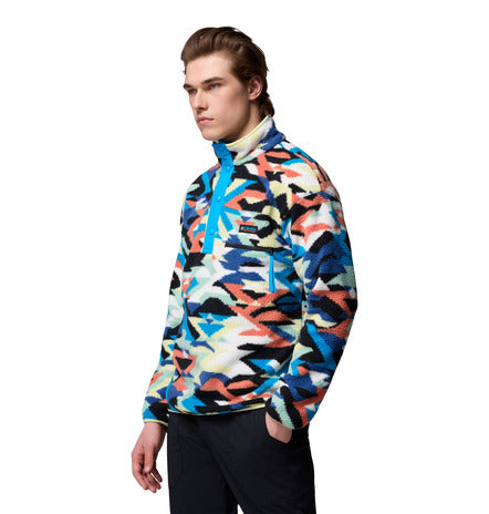Helvetia II Printed Half Snap Fleece Compass Blue Reflections