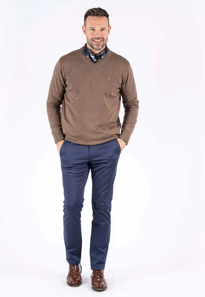 Pre End Malcom V Neck Mid Brown Mix