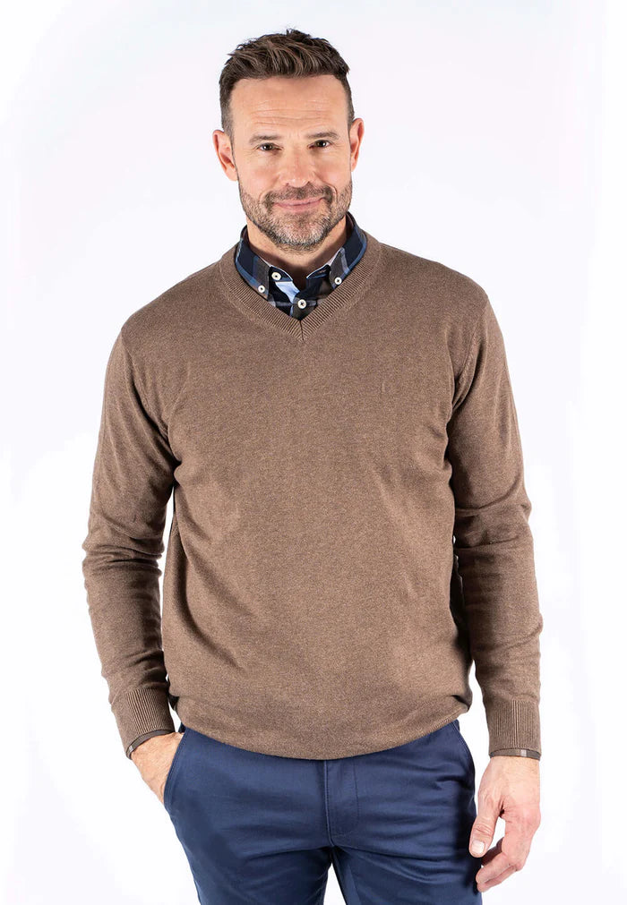 Pre End Malcom V Neck Mid Brown Mix
