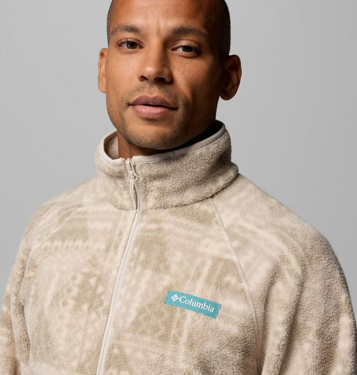 Columbia Timber Crest Printed Half Zip Sherpa Fleece Dark Stone, Geomix Tonal