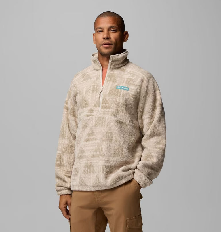 Columbia Timber Crest Printed Half Zip Sherpa Fleece Dark Stone, Geomix Tonal