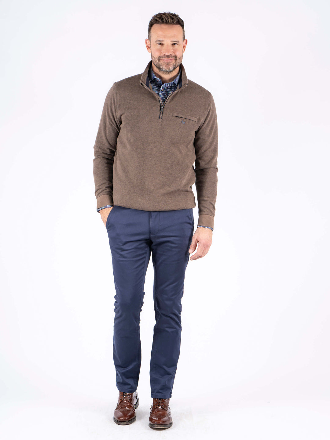 Pre End Leander Zip Sweatshirt Mid Brown