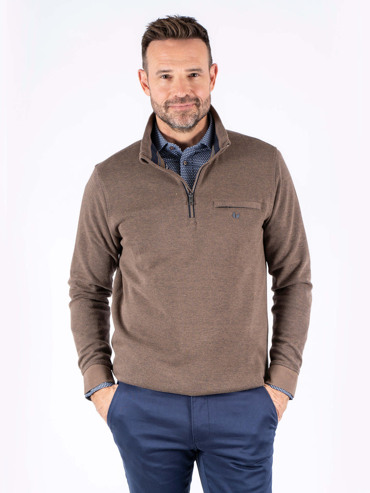 Pre End Leander Zip Sweatshirt Mid Brown