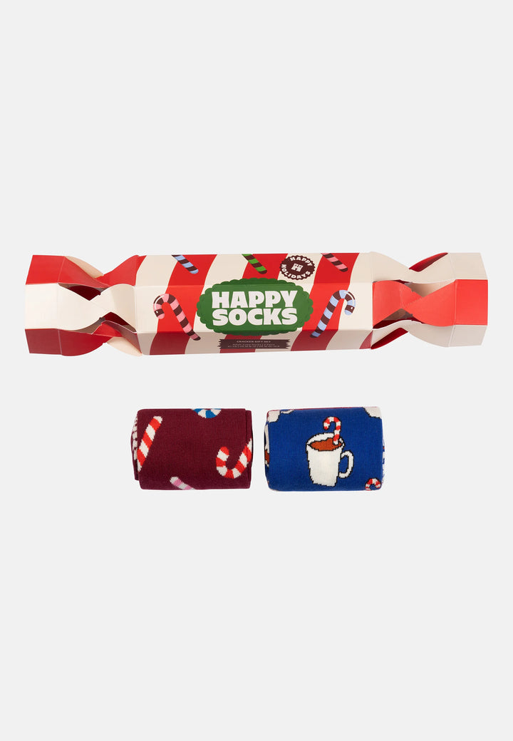 Happy Socks 2-pack Holiday Striped Cracker Dark Red