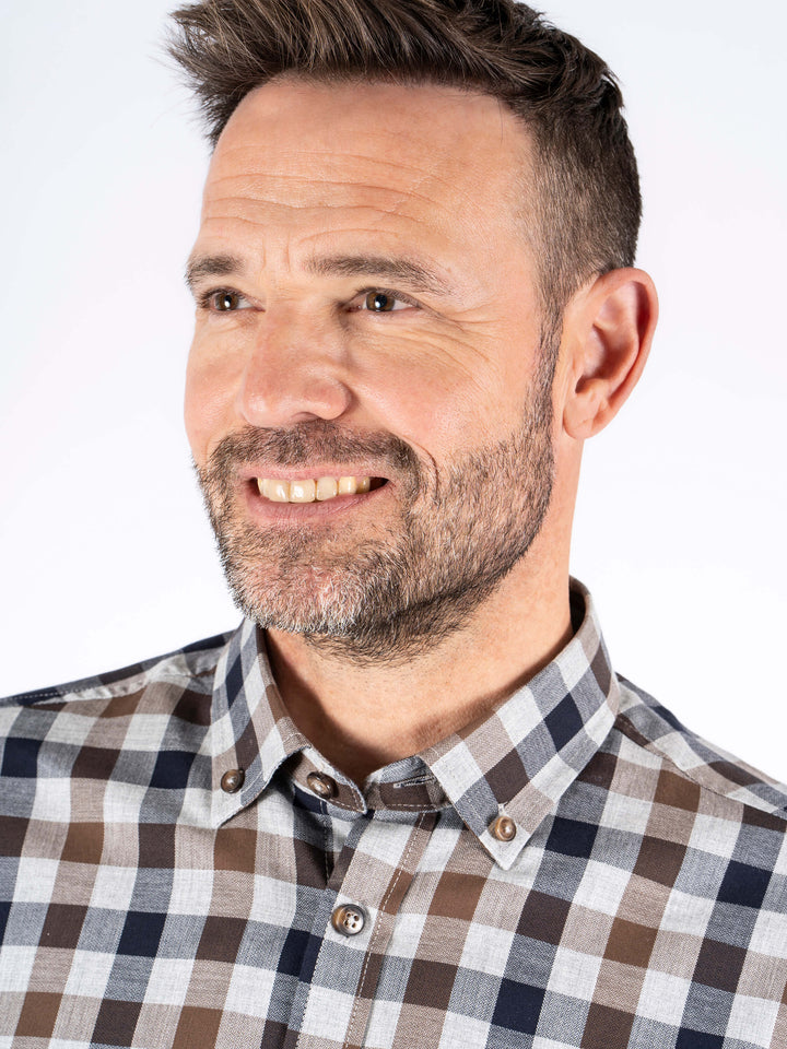 Pre End Check Shirt Mid Brown