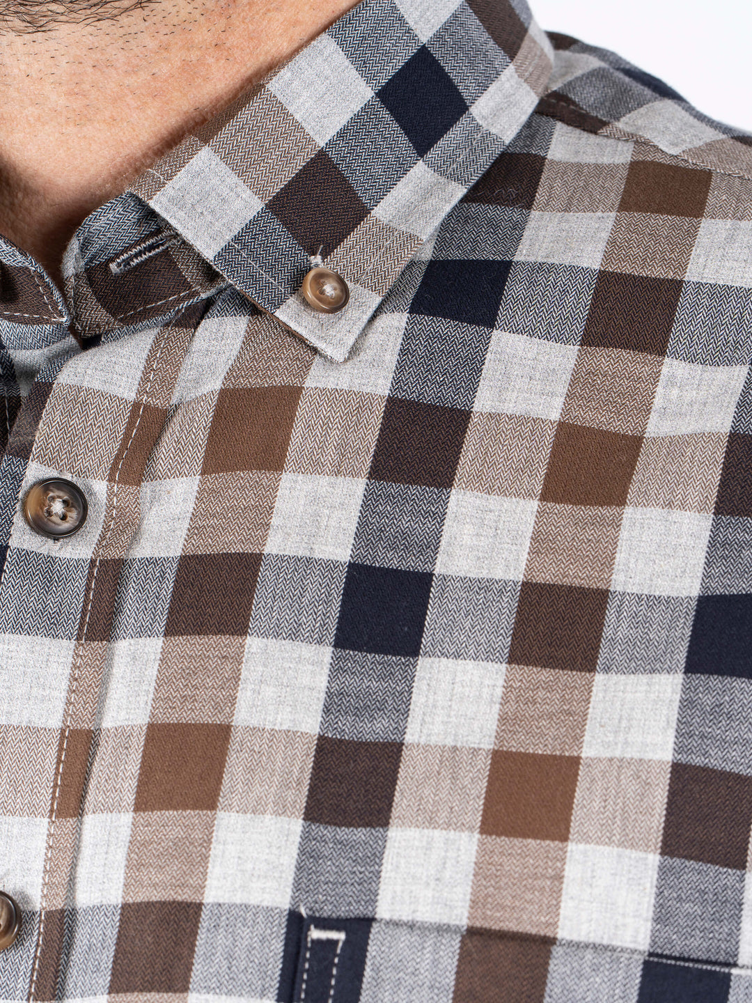 Pre End Check Shirt Mid Brown