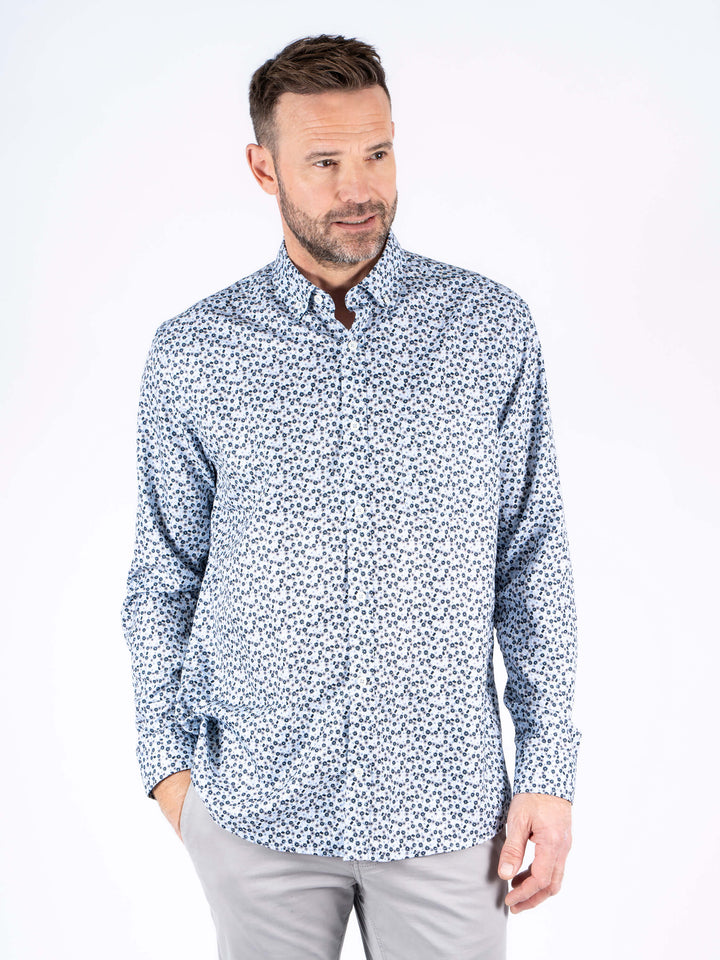 Pre End Casual Shirt Printed Steel Grey