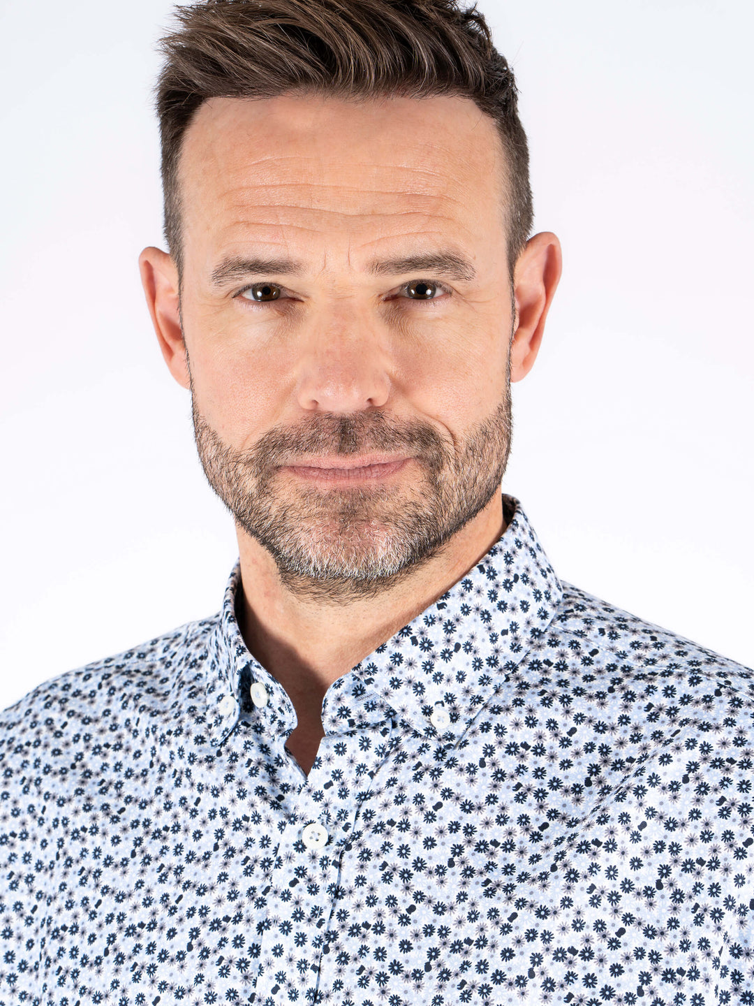 Pre End Casual Shirt Printed Steel Grey