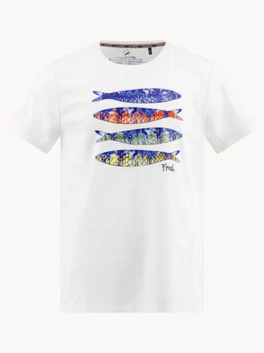 A Fish Named Fred T-shirt Fish Print Off White