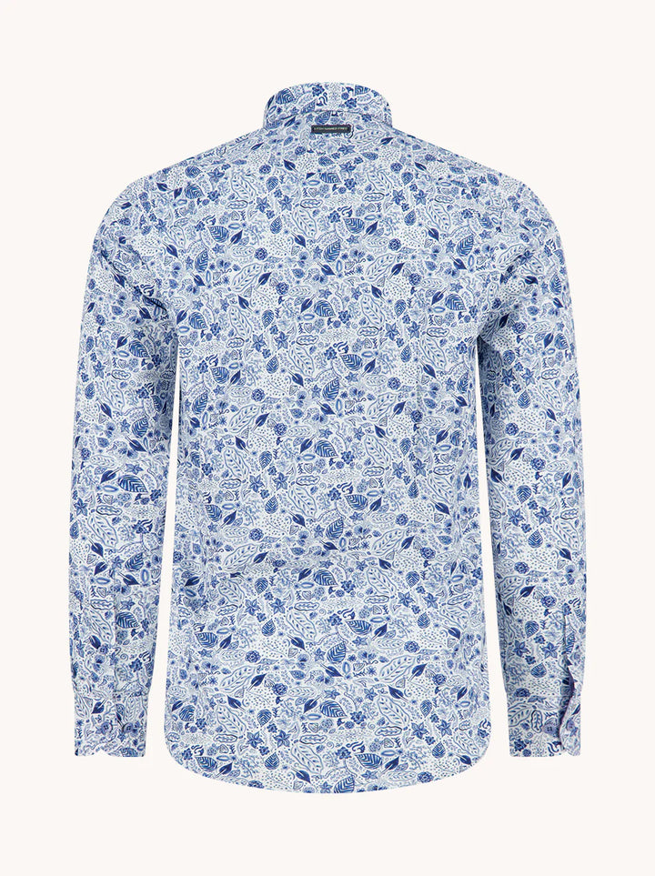 A Fish Named Fred Shirt Flower Lines Cobalt