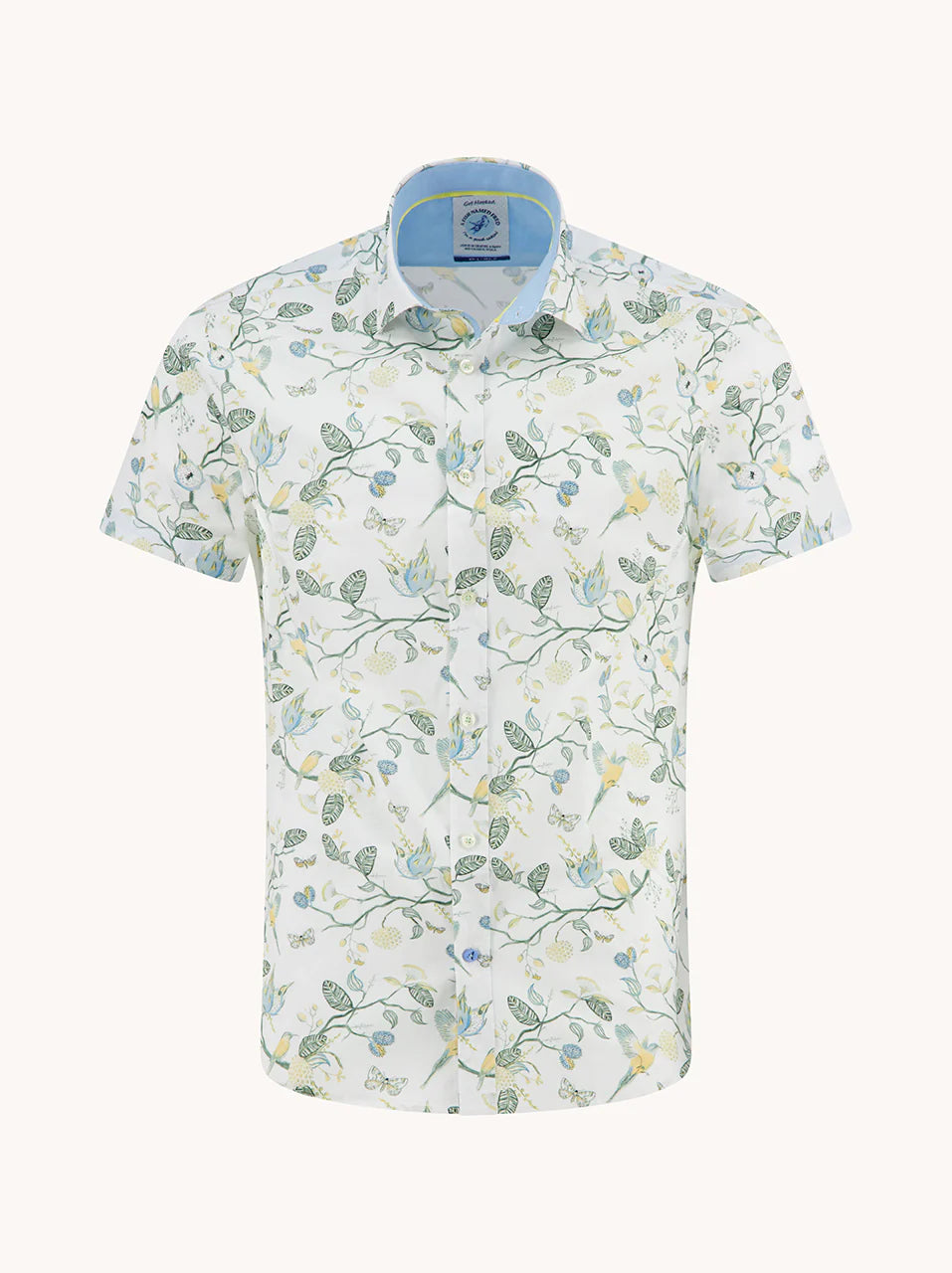 A Fish Named Fred Short Sleeve Shirt Birdy Blooms Yellow