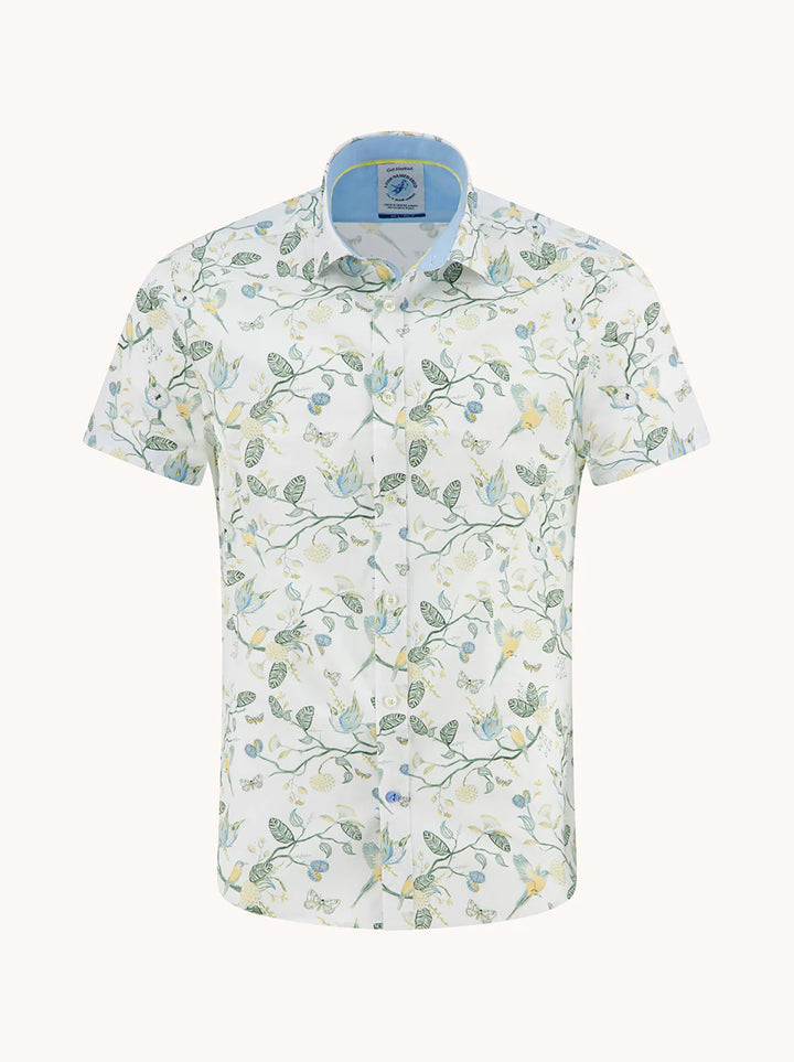 A Fish Named Fred Short Sleeve Shirt Birdy Blooms Yellow