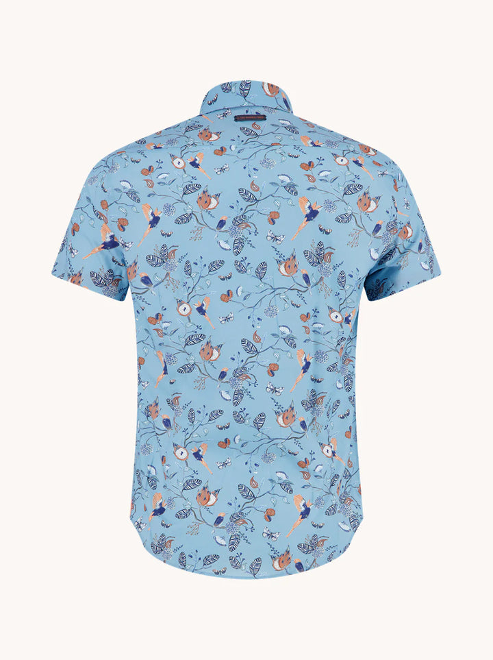 A Fish Named Fred Short Sleeve Shirt Birdy Blooms Blue