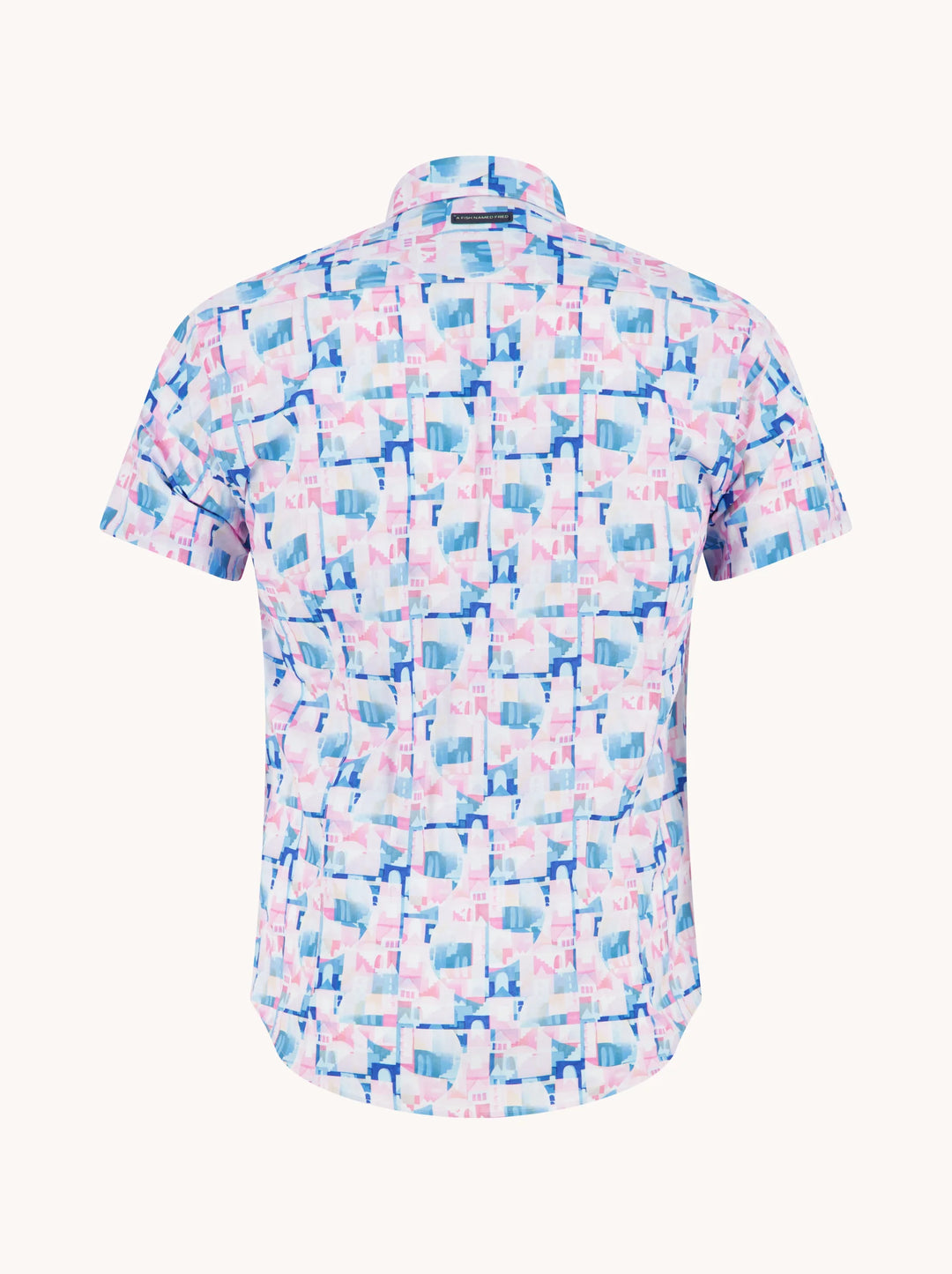 A Fish Named Fred Short Sleeve Shirt Abstract City Rose Pink