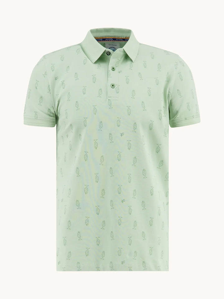 A Fish Named Fred Polo Shirt Fish Olive Green