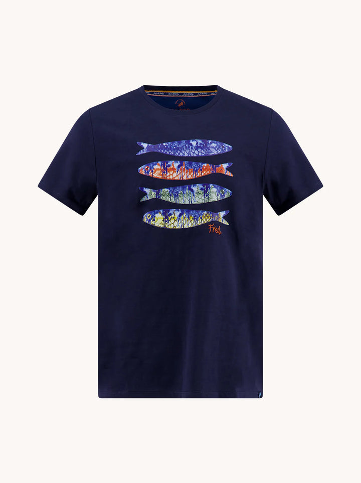 A Fish Named Fred T-shirt Fish Print Navy