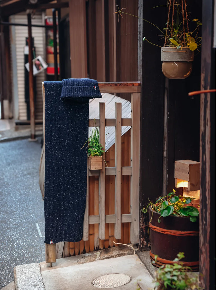 A Fish Named Fred Knitted Scarf Navy