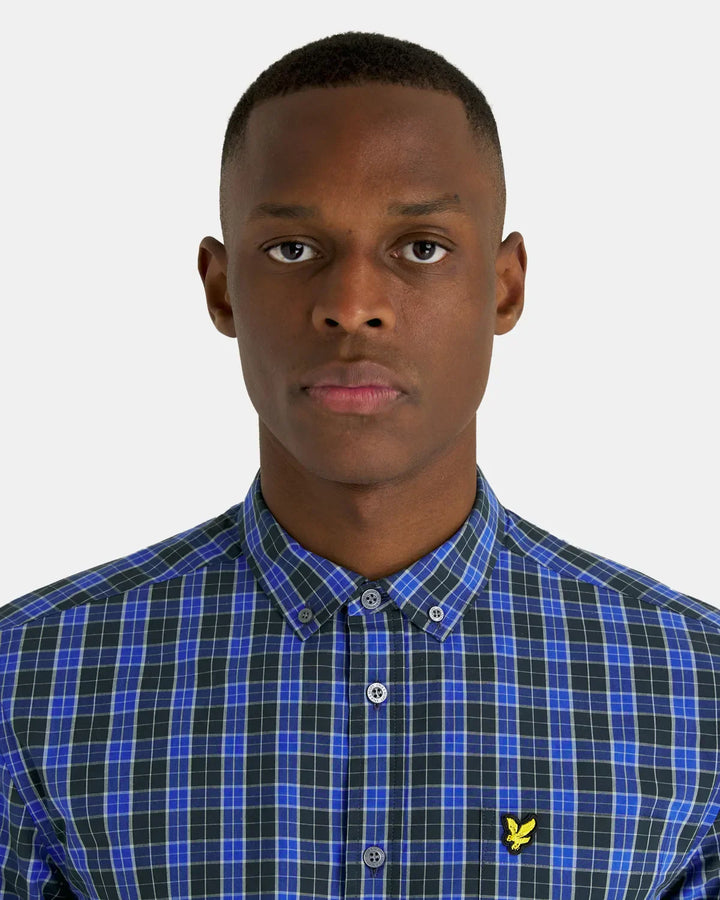 Lyle &amp; Scott Check Poplin Shirt Dark Navy/Bright Blue image 4