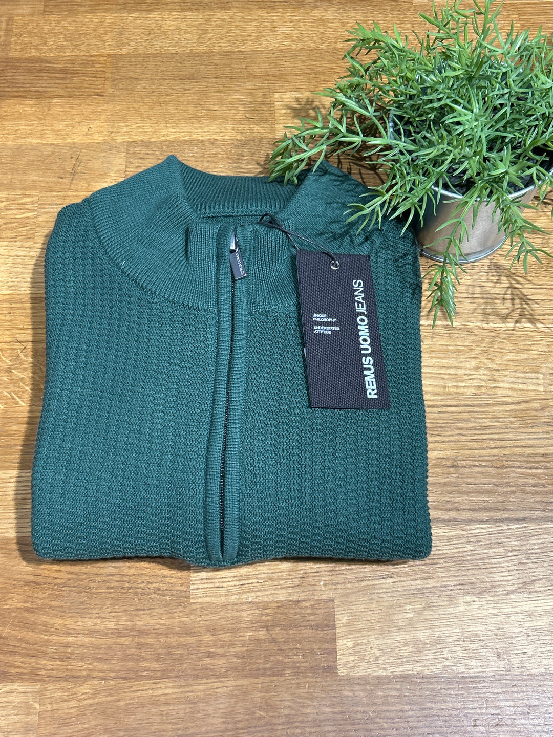 Remus Uomo Half Zip Sweater Green