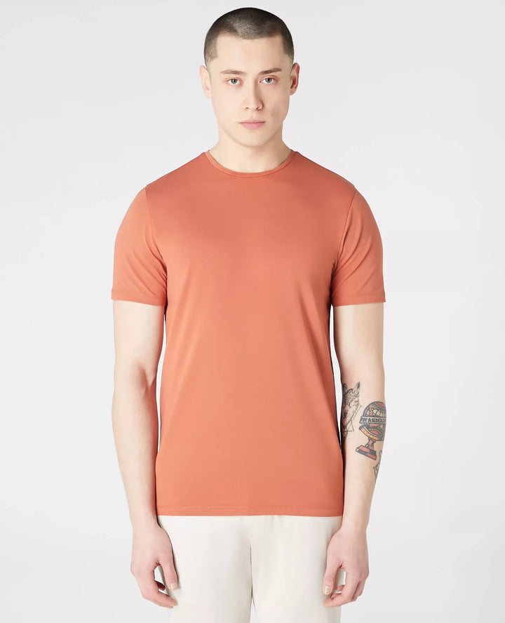 Remus Uomo Dark Orange Short Sleeve Casual Top