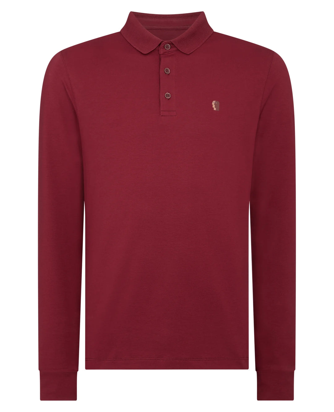 Remus Uomo Long Sleeve Polo Dark Red