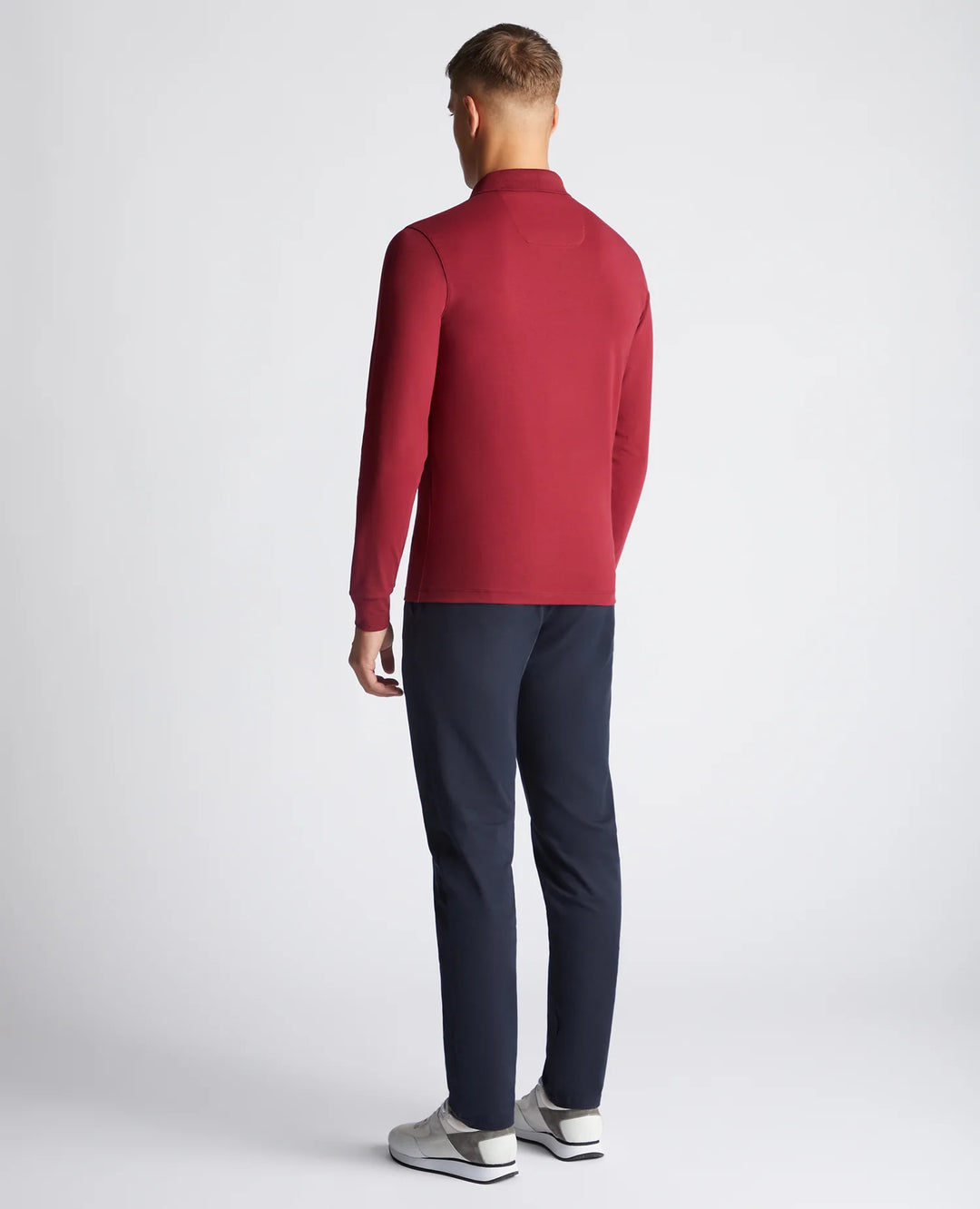 Remus Uomo Long Sleeve Polo Dark Red