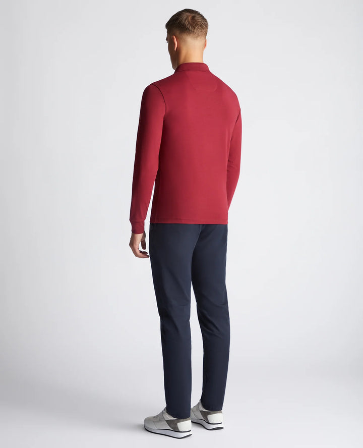 Remus Uomo Long Sleeve Polo Dark Red