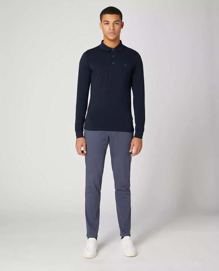 Remus Uomo Long Sleeve Polo Navy