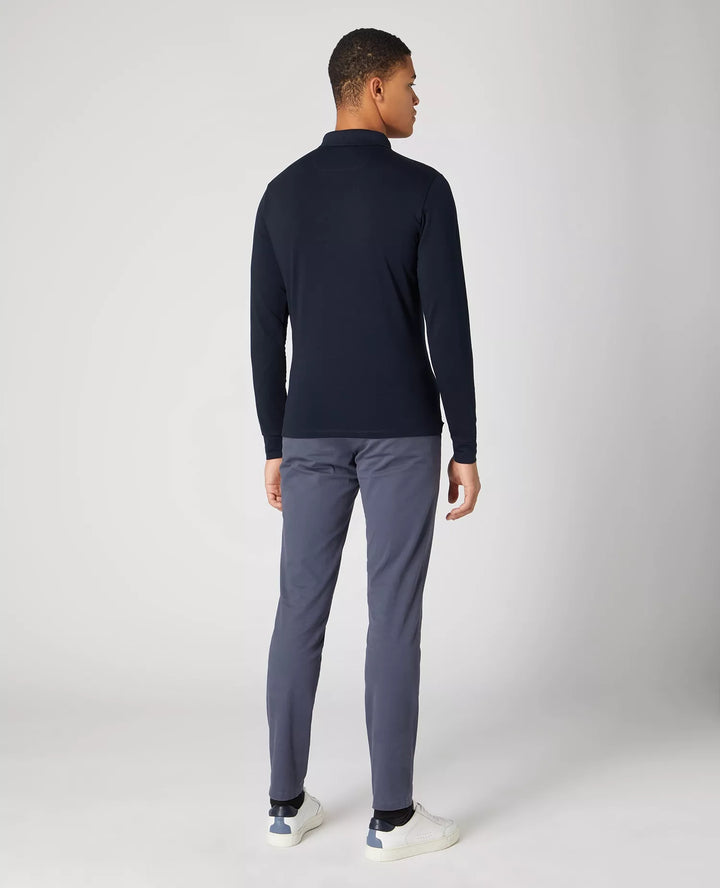 Remus Uomo Long Sleeve Polo Navy