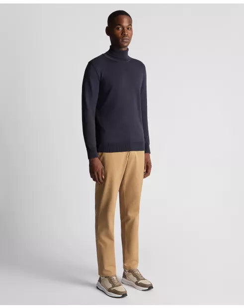 Remus Uomo Dark Blue Long Sleeve Roll Neck Sweater