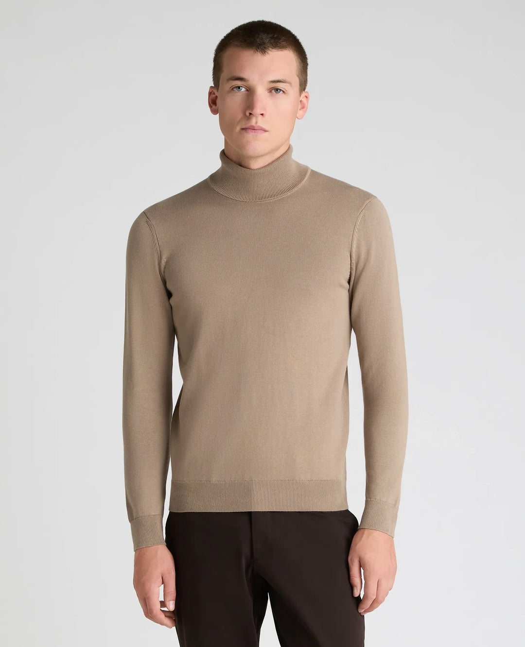 Remus Uomo Long Sleeve Roll Neck Sweater Stone