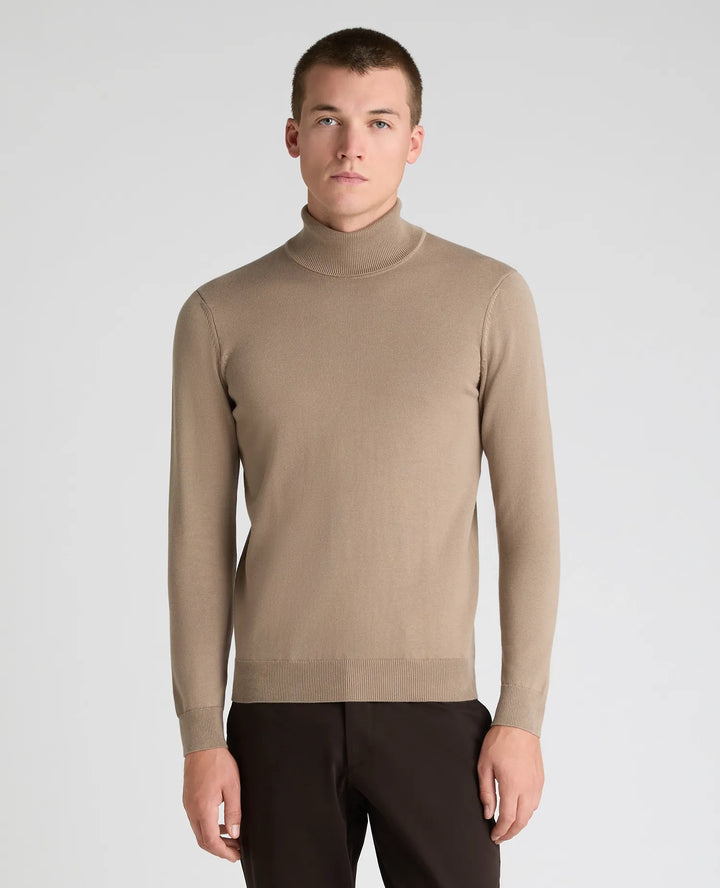 Remus Uomo Long Sleeve Roll Neck Sweater Stone