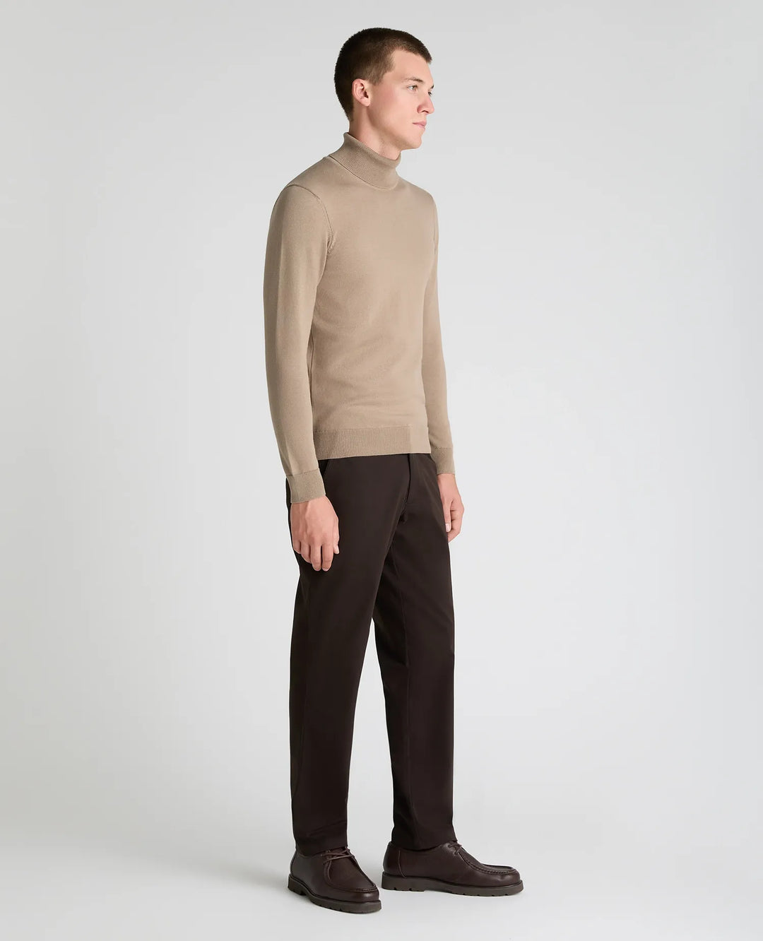 Remus Uomo Long Sleeve Roll Neck Sweater Stone