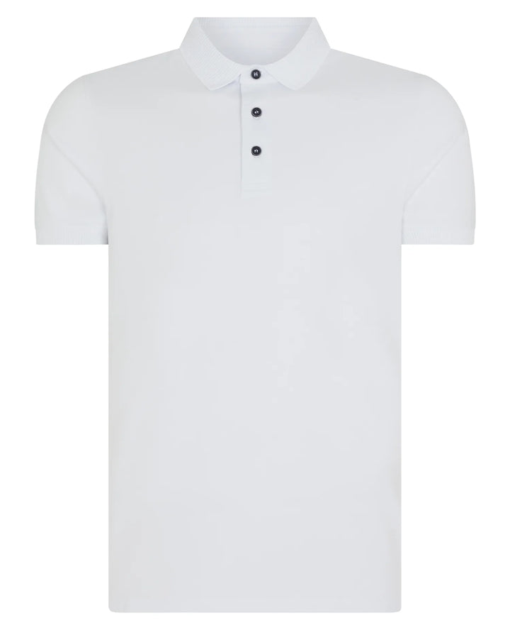 Remus Uomo Short Sleeve 3 Button Polo Shirt White