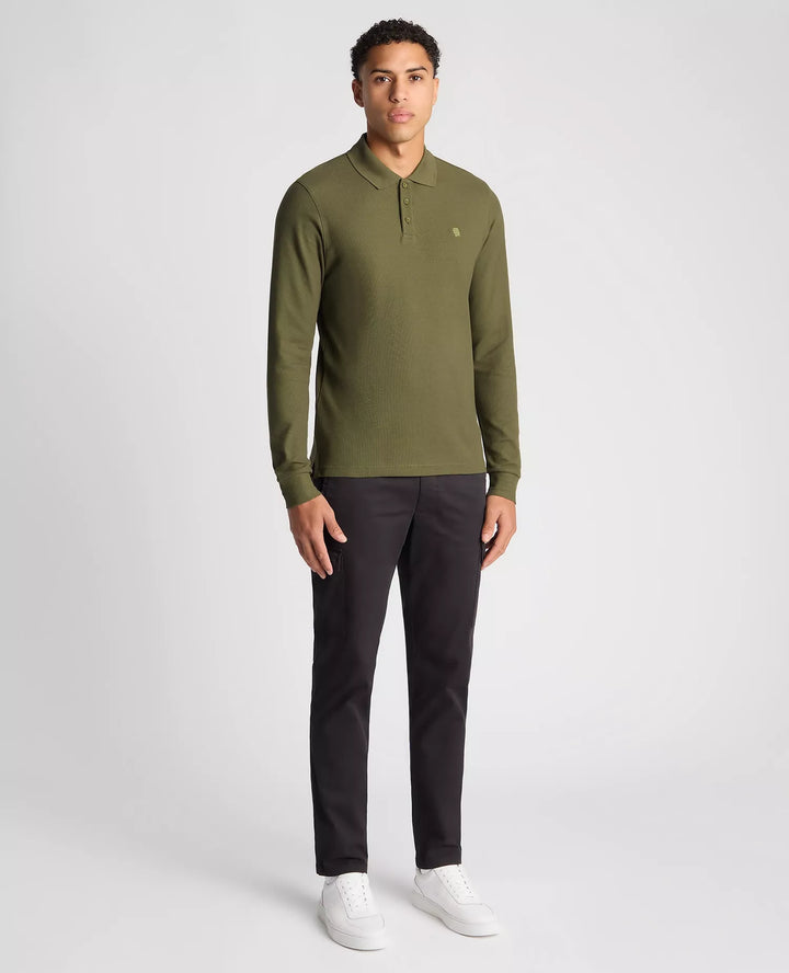 Remus Uomo Green Long Sleeve Polo Half Button Polo Shirt