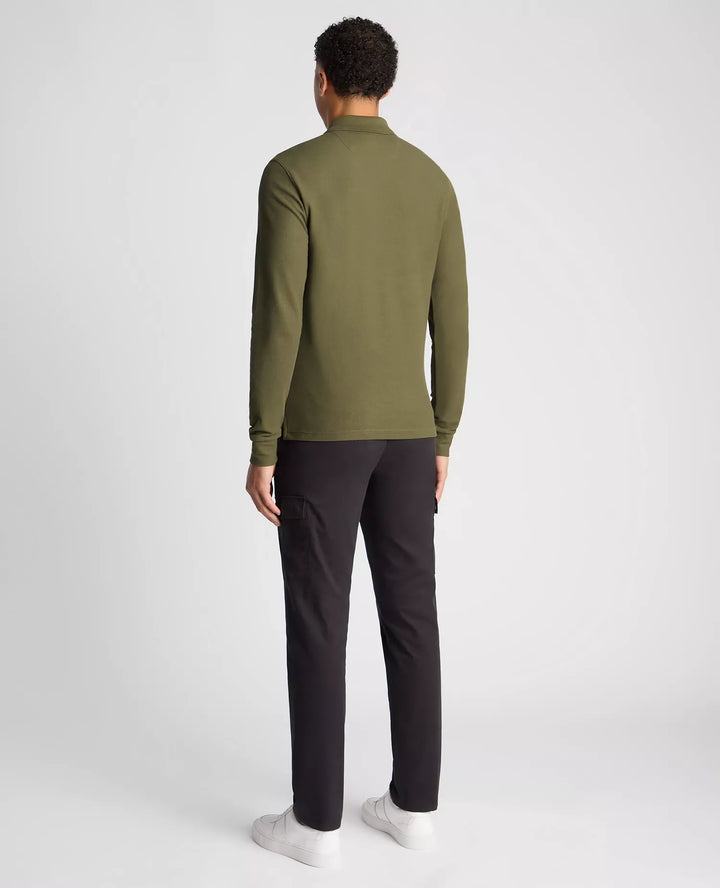 Remus Uomo Green Long Sleeve Polo Half Button Polo Shirt