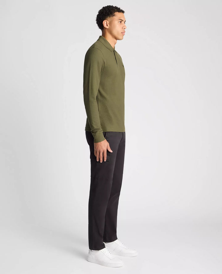 Remus Uomo Green Long Sleeve Polo Half Button Polo Shirt