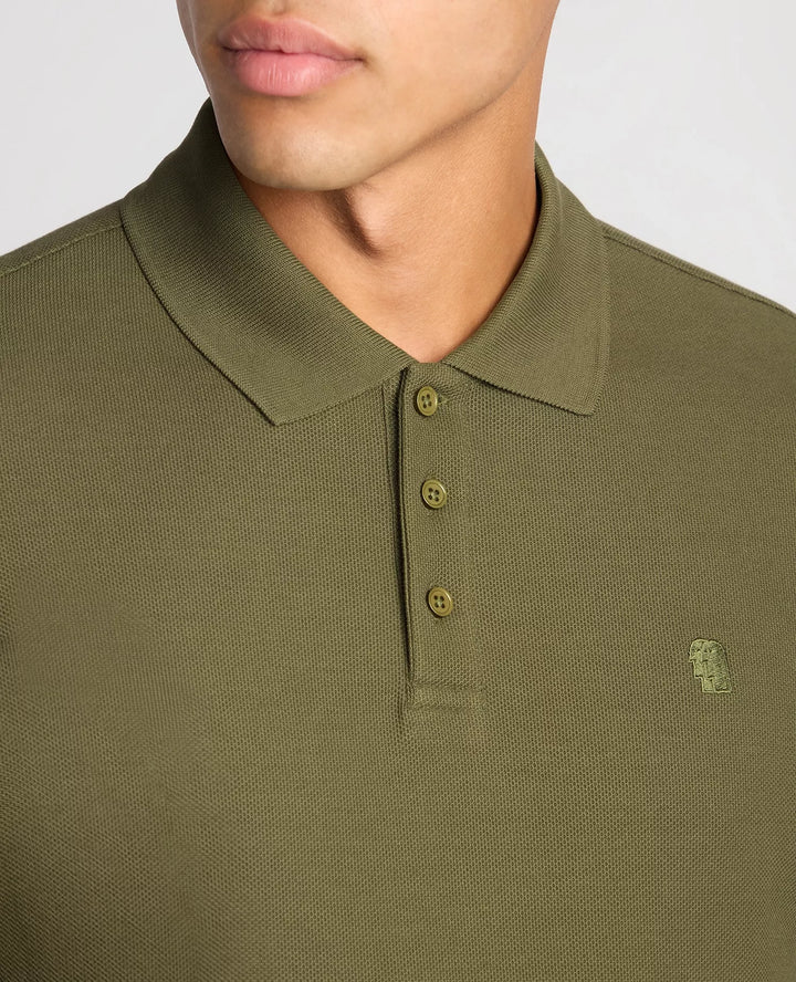 Remus Uomo Green Long Sleeve Polo Half Button Polo Shirt