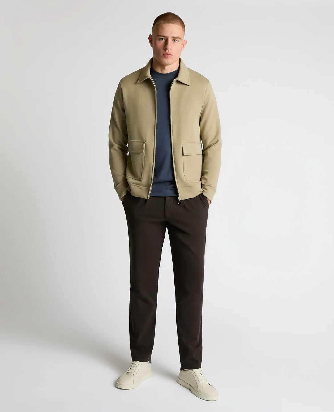 Remus Uomo Stone Full Zip Sweatshirt