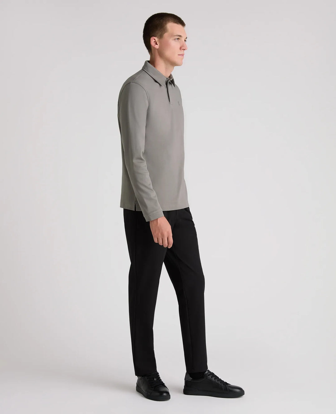 Remus Uomo Long Sleeve Polo Grey