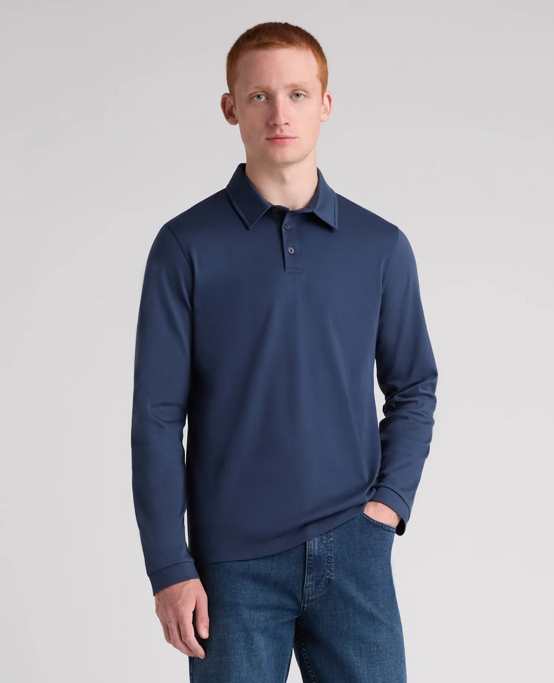 Remus Uomo Long Sleeve Polo Navy
