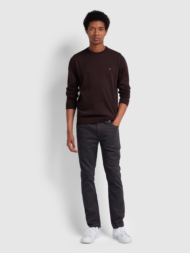 Farah Mullen Merino Wool Crew Neck Bordeaux