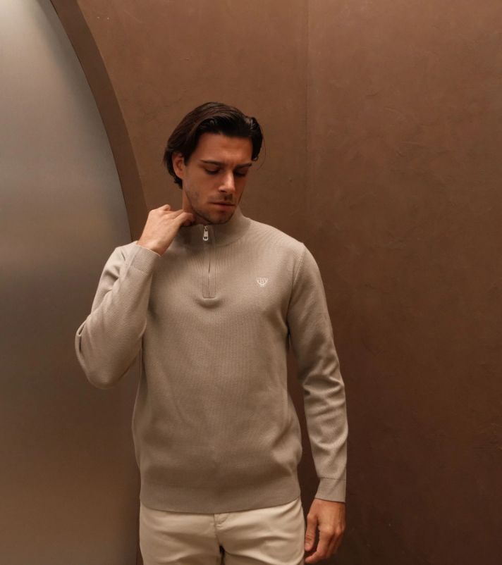 Walker & Hunt Oat Knitted 1/4 Zip