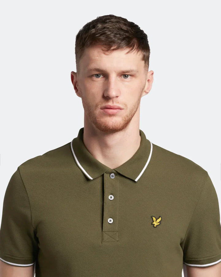 Lyle &amp; Scott Tipped Polo Shirt Olive/White image 3