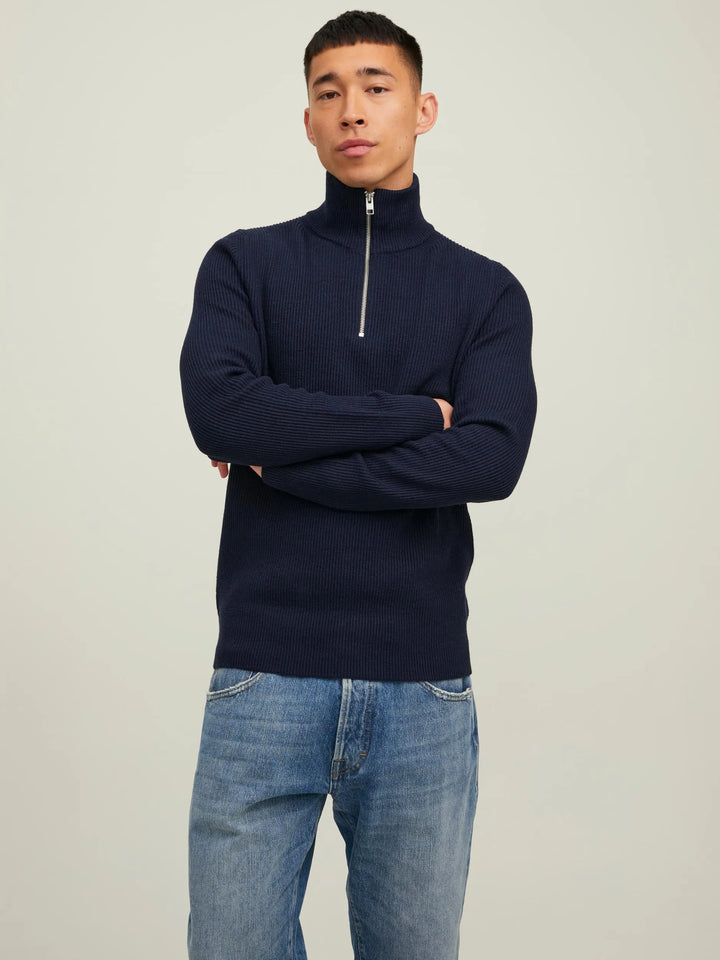 Jack &amp; Jones 1/2 Zip Knit Navy image 3
