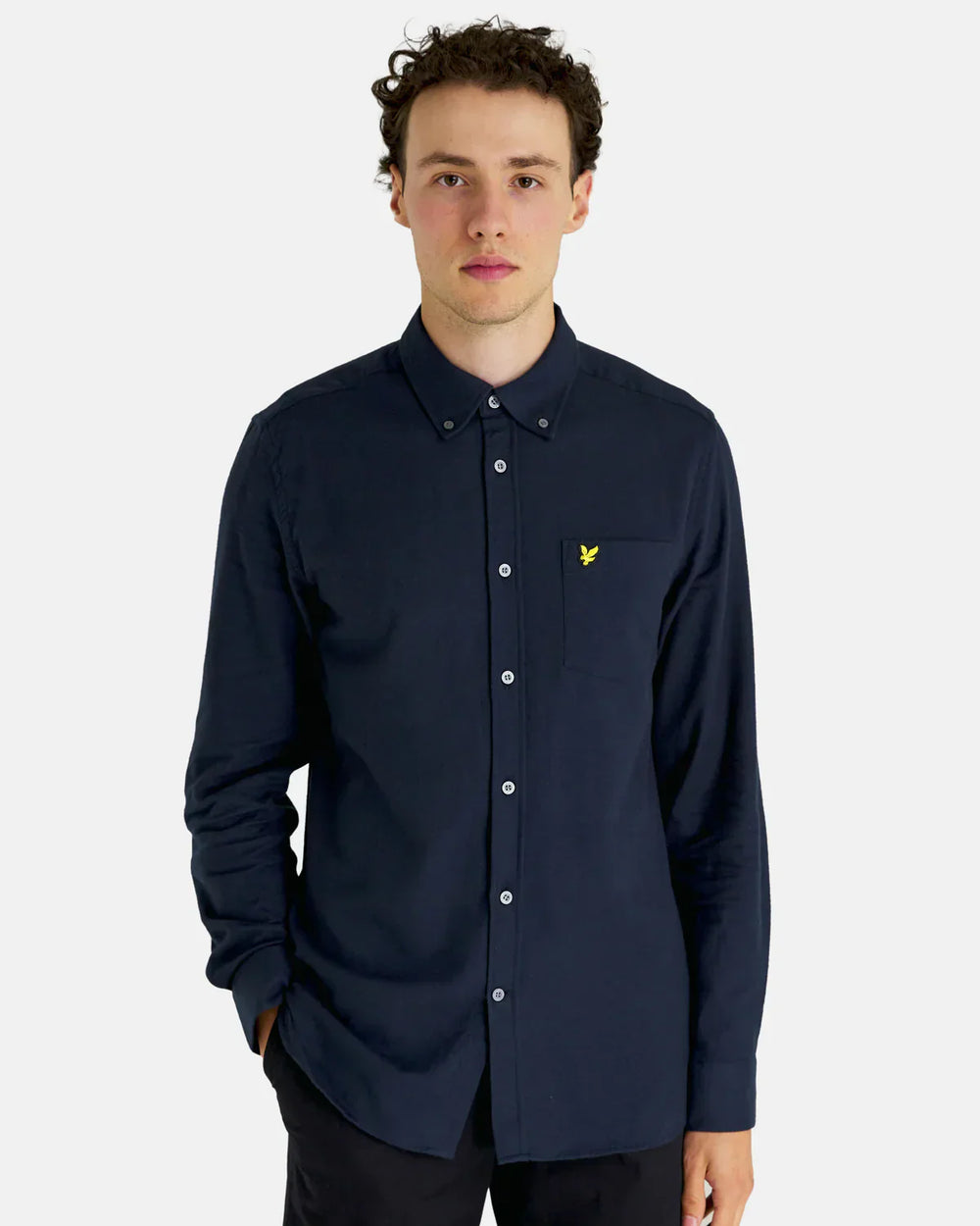 Lyle &amp; Scott Plain Flannel Shirt Dark Navy image 1