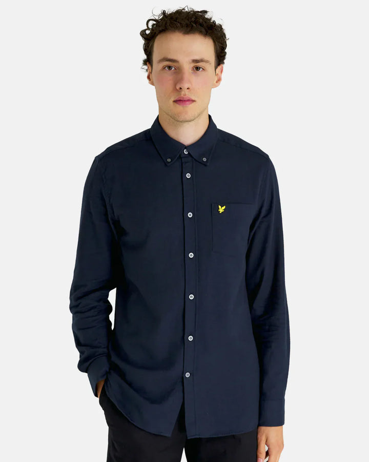 Lyle &amp; Scott Plain Flannel Shirt Dark Navy image 1