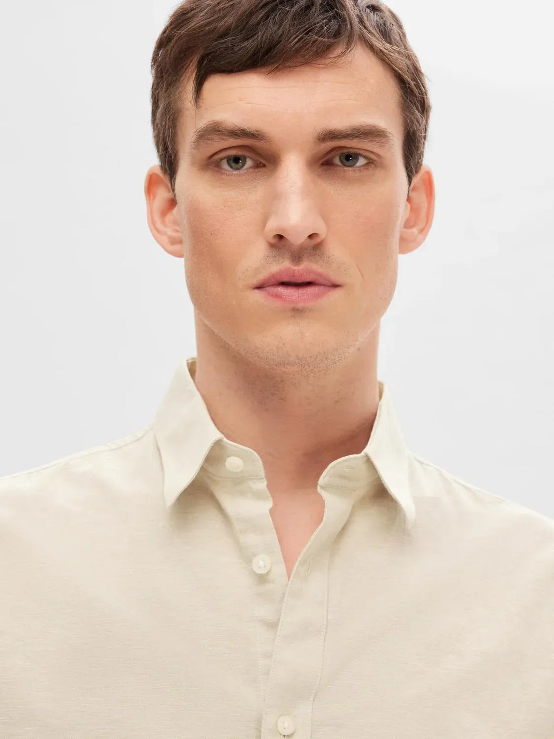 Selected Homme Linen Short Sleeve Shirt Cashmere image 2